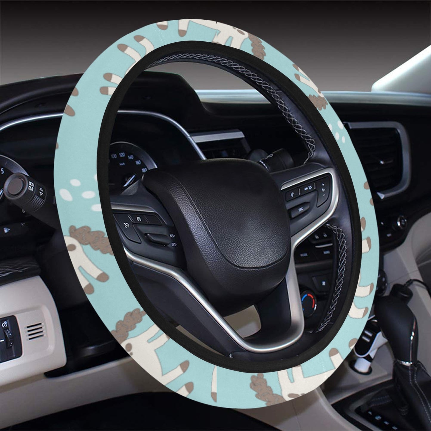 Horse Cute Print Design LKS306 Steering Wheel Cover with Elastic Edge
