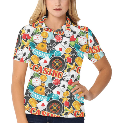 Casino Pattern Print Design 03 Women's Polo Shirt