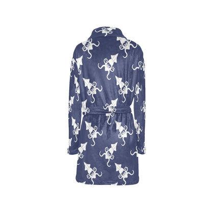 Giant Squid Pattern Print Design 02 Women's Fleece Robe