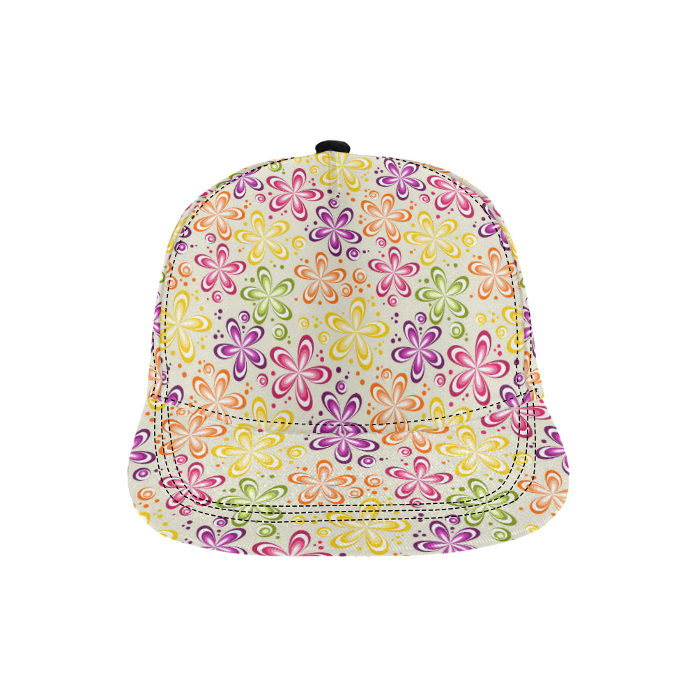 Flower Power Colorful Design Print Snapback Cap