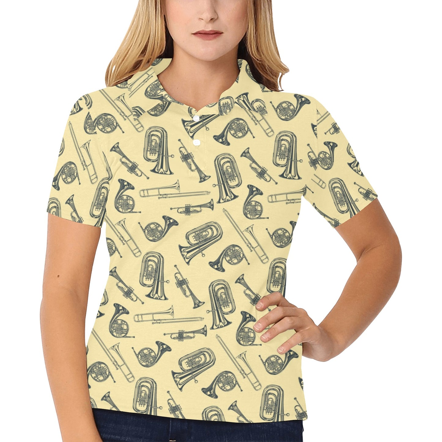 Tuba Pattern Print Design 01 Women's Polo Shirt