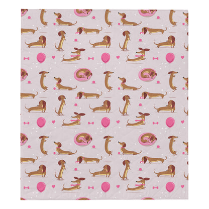 Dachshund Pattern Print Design 10 Premium Quilt