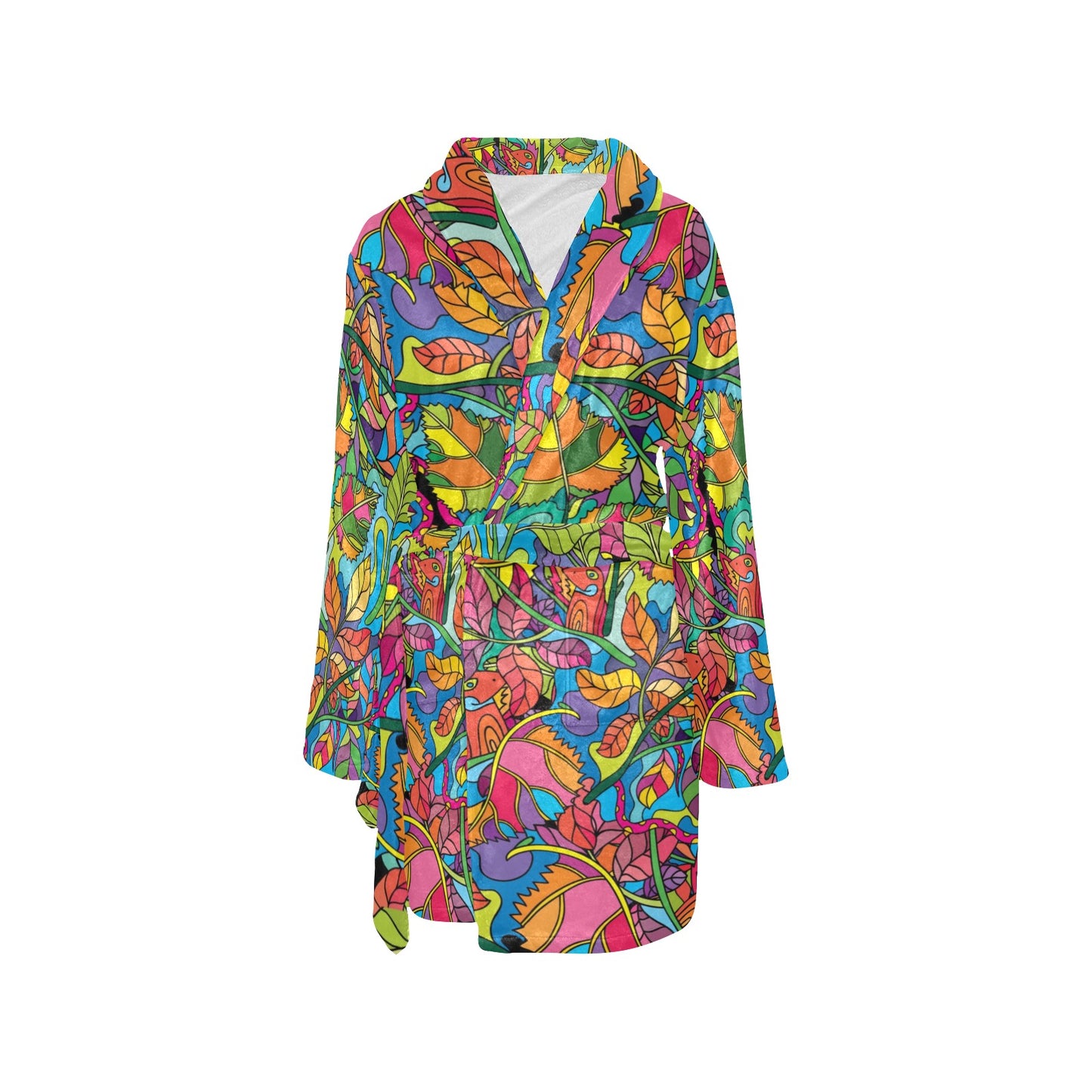 Psychedelic Trippy Flower Print Women's Fleece Robe