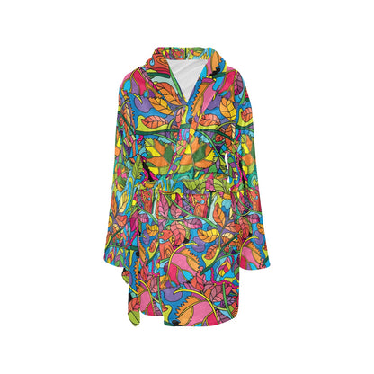 Psychedelic Trippy Flower Print Women's Fleece Robe