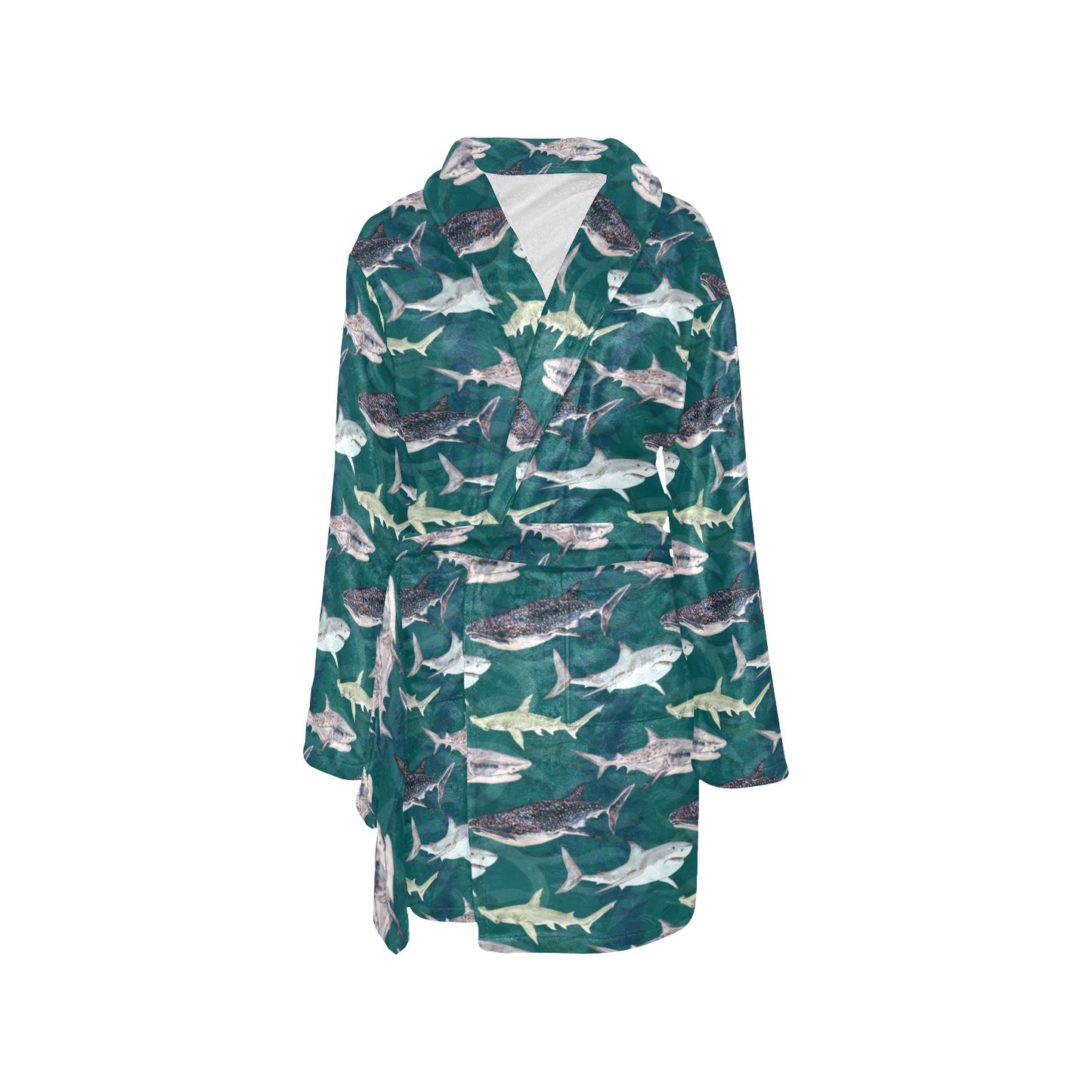 Shark Style Print Women's Fleece Robe