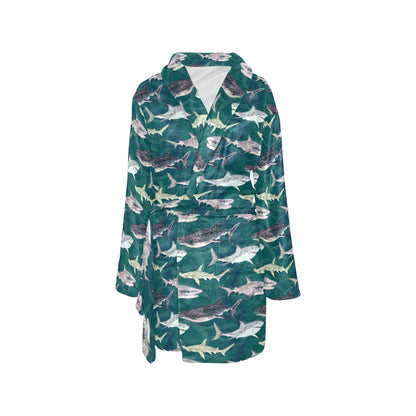 Shark Style Print Women's Fleece Robe