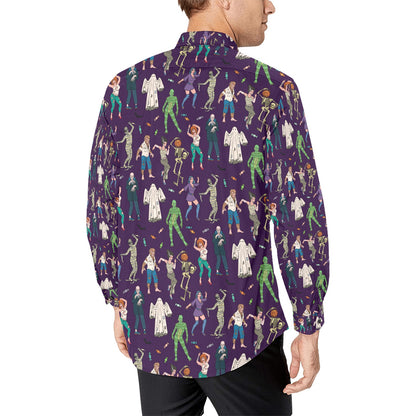 Creepy Zombie Print Design LKS302 Men's Long Sleeve Dress Shirt
