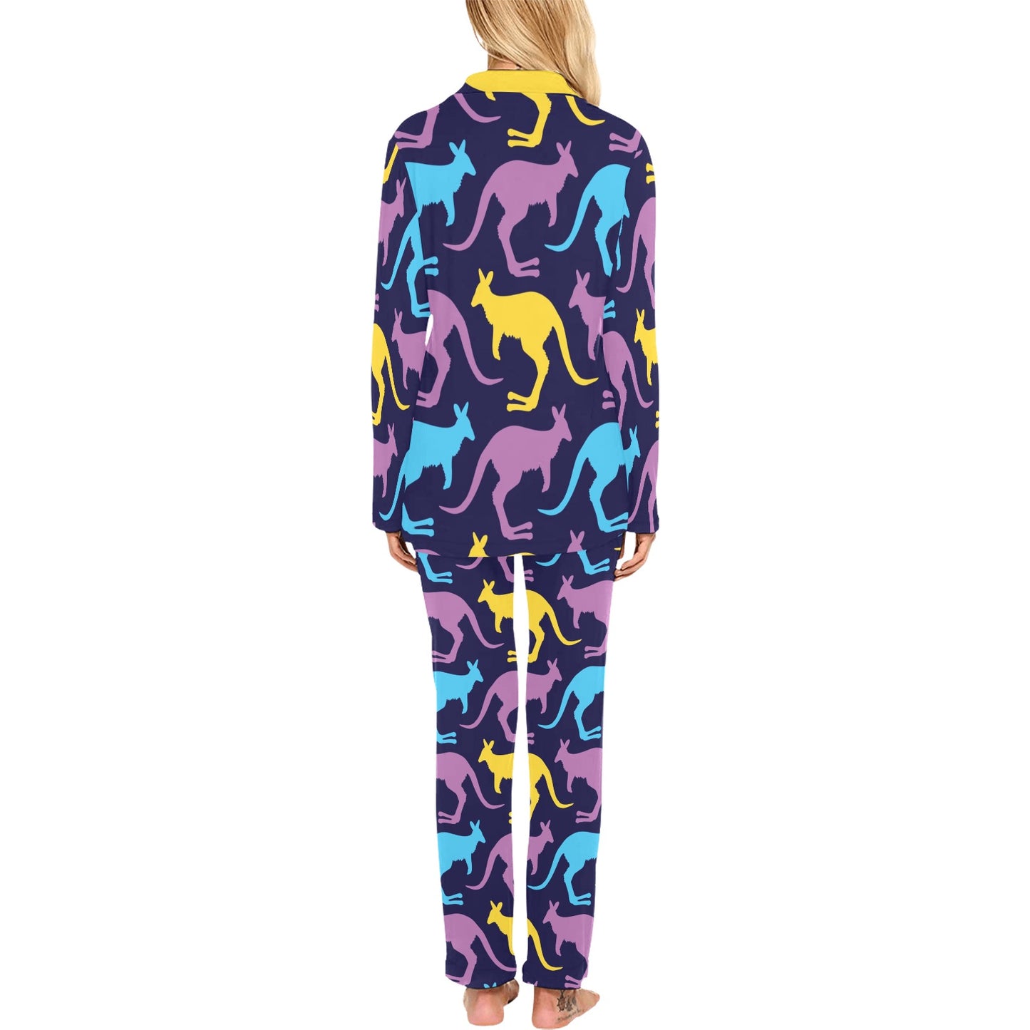 Kangaroos Pattern Print Design 02 Women's Long Pajama Set