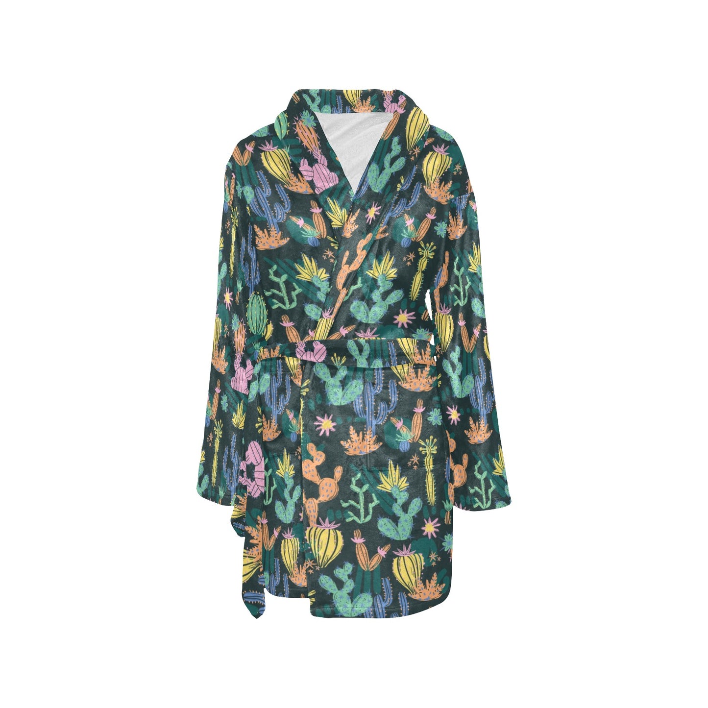 Cactus Pattern Print Design 05 Women's Fleece Robe