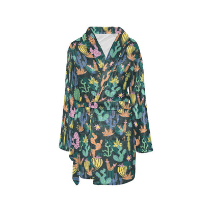 Cactus Pattern Print Design 05 Women's Fleece Robe