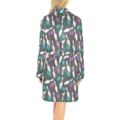 Bowling Pattern Print Design 03 Women's Fleece Robe