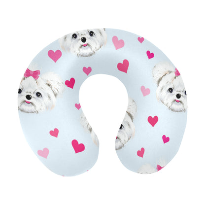 Maltese Pattern Print Design 03 U-Shaped Travel Neck Pillow