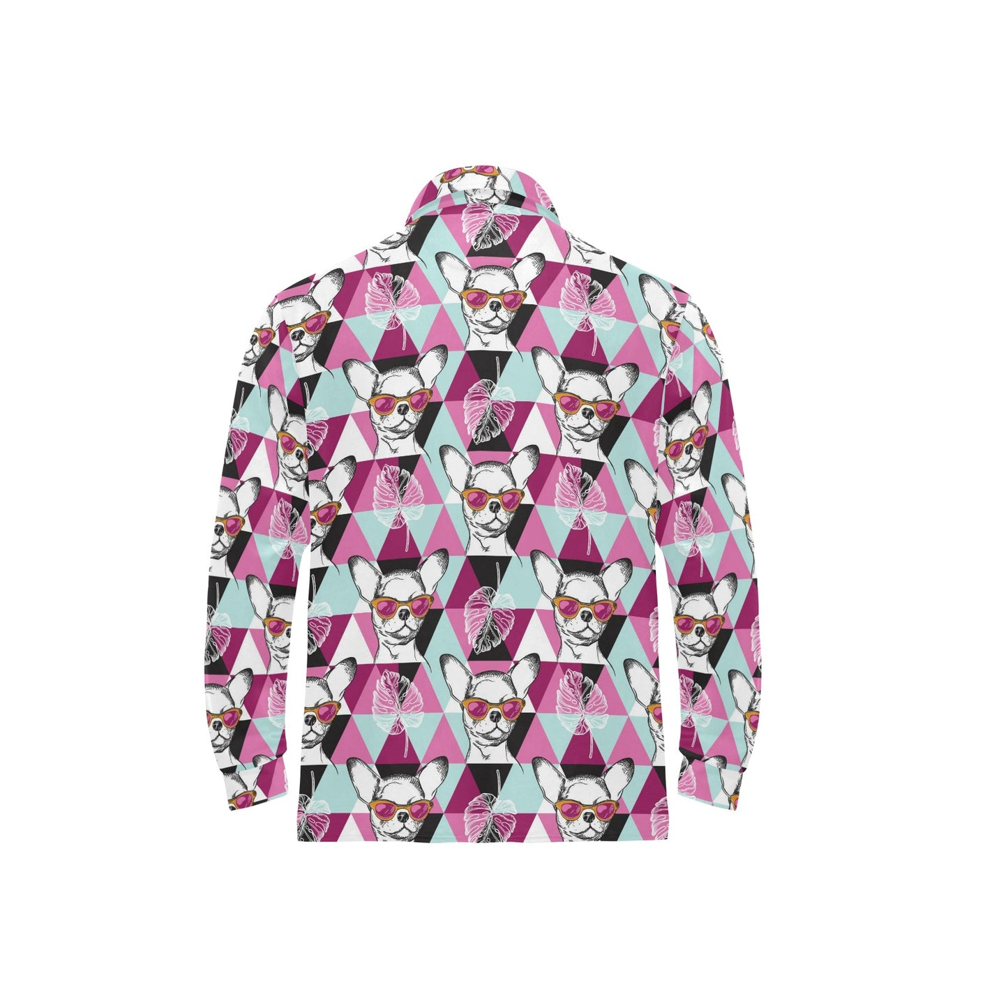 Chihuahua Cute Triangle Pattern Long Sleeve Polo Shirt For Men's