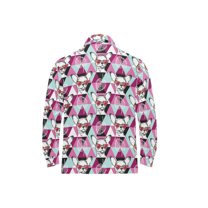 Chihuahua Cute Triangle Pattern Long Sleeve Polo Shirt For Men's