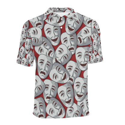 Acting Mask Pattern Print Design 01 Men Polo Shirt