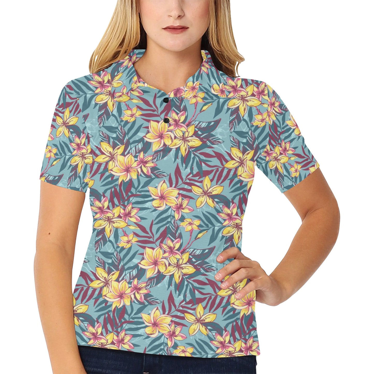 Summer Floral Print Design LKS304 Women's Polo Shirt