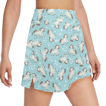 Horse Cute Print Design LKS306 17" Golf & Pickleball Skort with Pockets