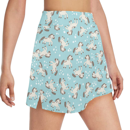 Horse Cute Print Design LKS306 17" Golf & Pickleball Skort with Pockets