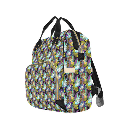 Unicorn With Wings Print Pattern Diaper Bag Backpack