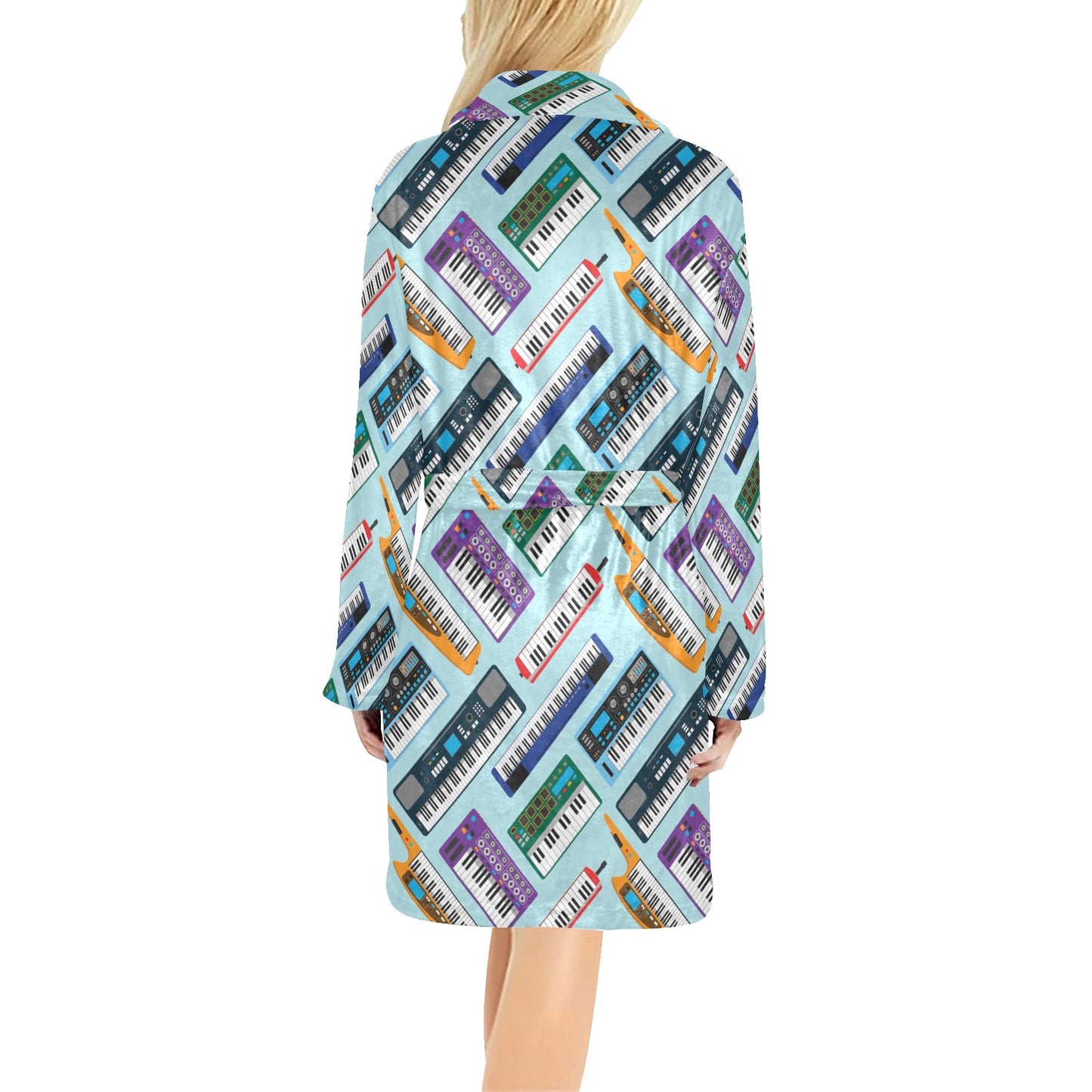 Synthesizer Pattern Print Design 02 Women's Fleece Robe