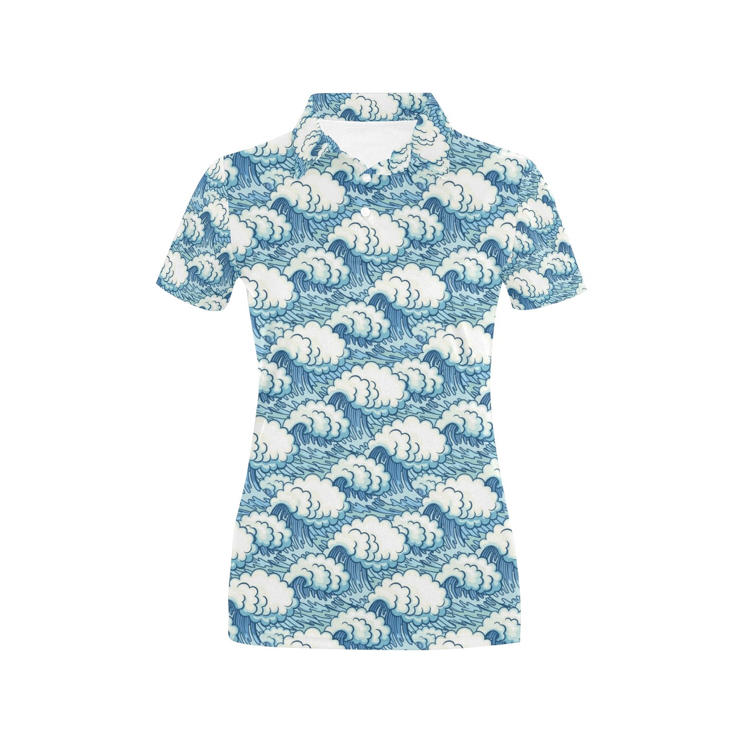 Wave Japan Style Print Design LKS304 Women's Polo Shirt
