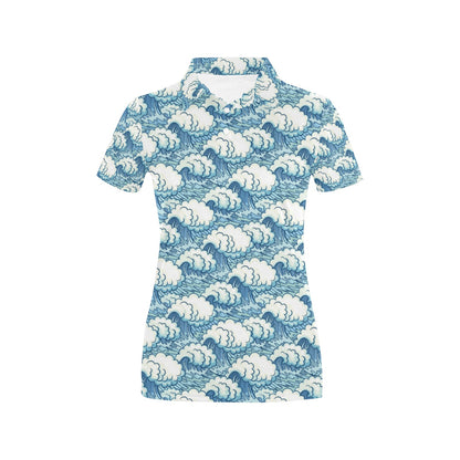 Wave Japan Style Print Design LKS304 Women's Polo Shirt