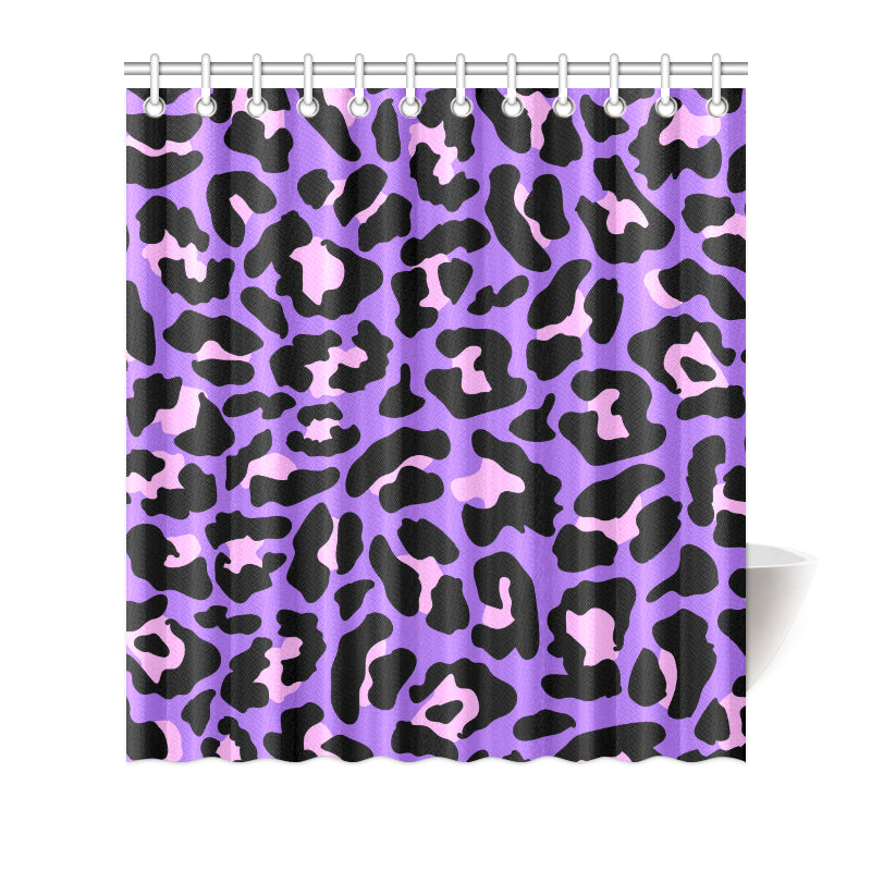 Cheetah Purple Neon Print Pattern Shower Curtain