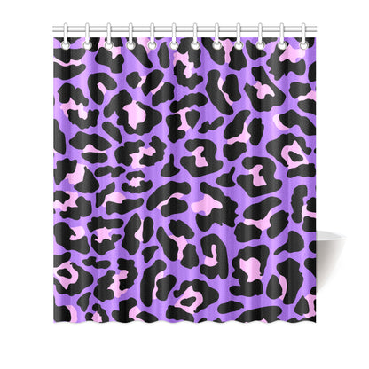 Cheetah Purple Neon Print Pattern Shower Curtain