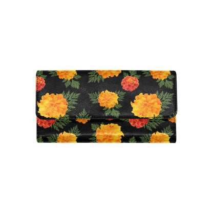 Marigold Pattern Print Design MR05 Women's Trifold Wallet