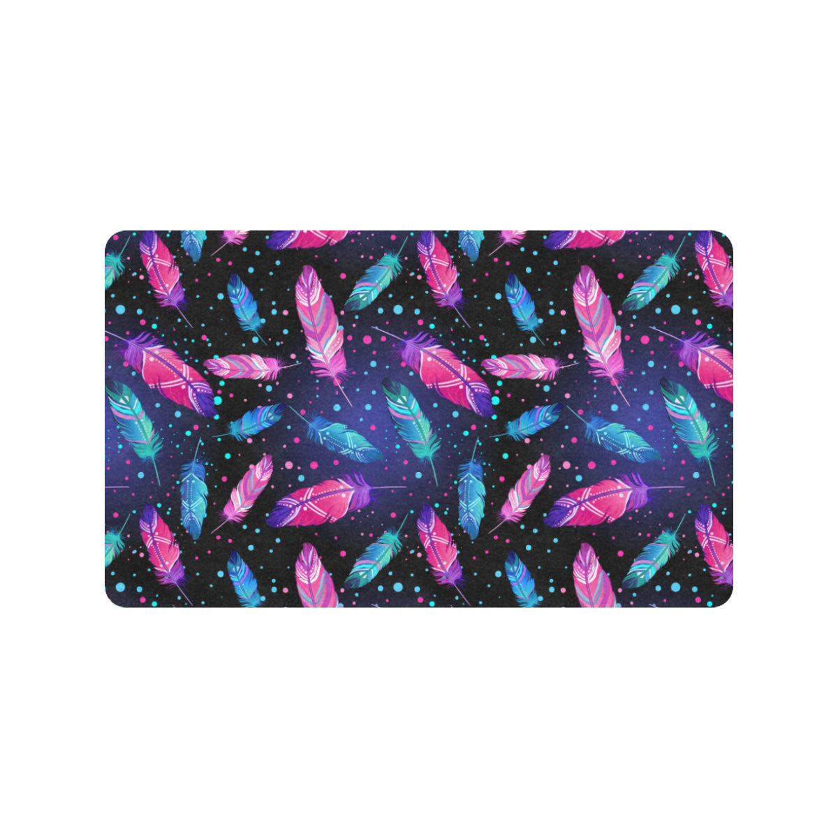 Feather Colorful Boho Design Print Rubber Doormat