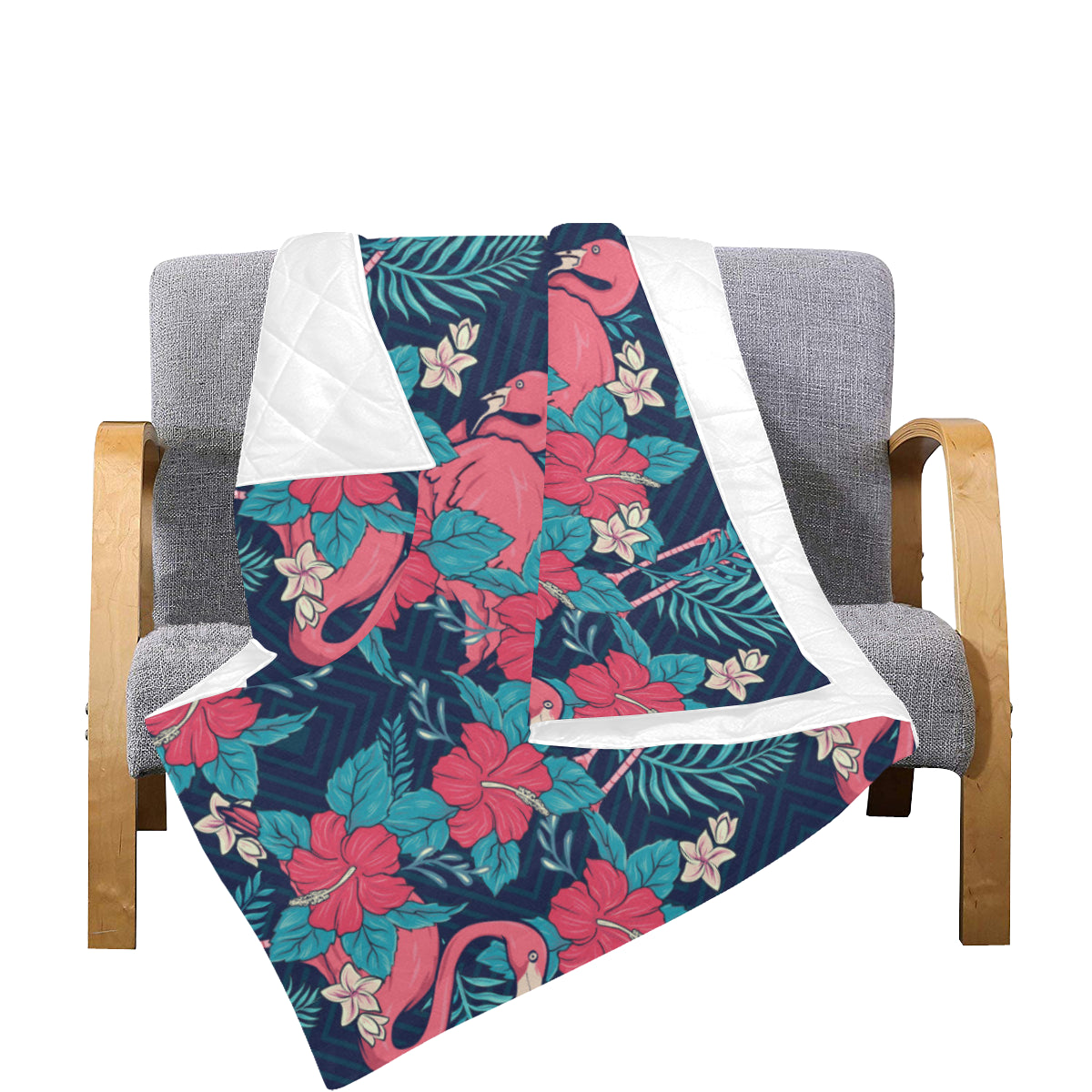 Flamingo Red Hibiscus  Pattern Premium Quilt