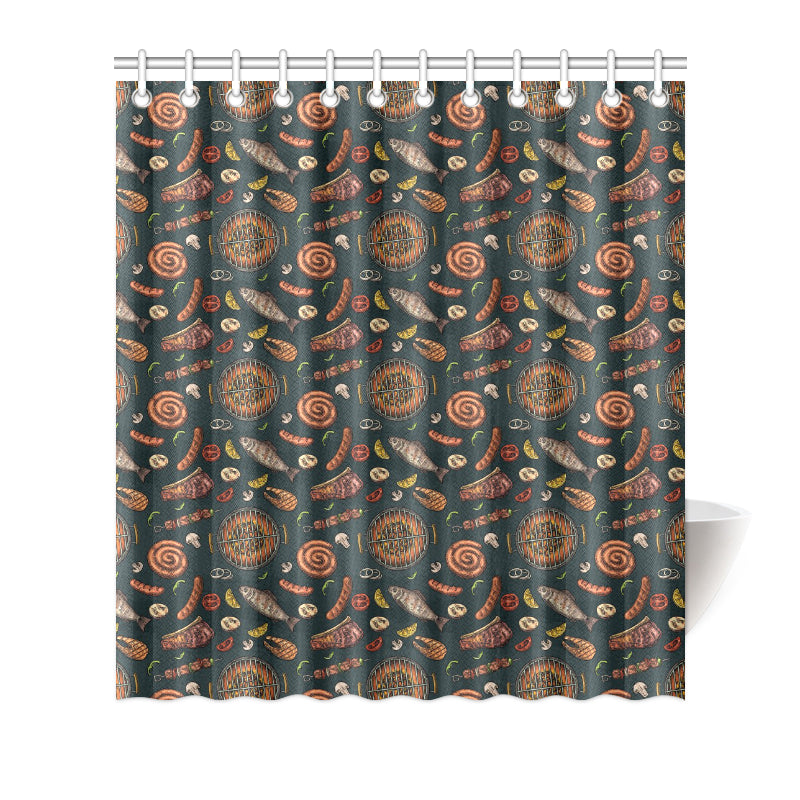 Barbecue Pattern Print Design 02 Shower Curtain