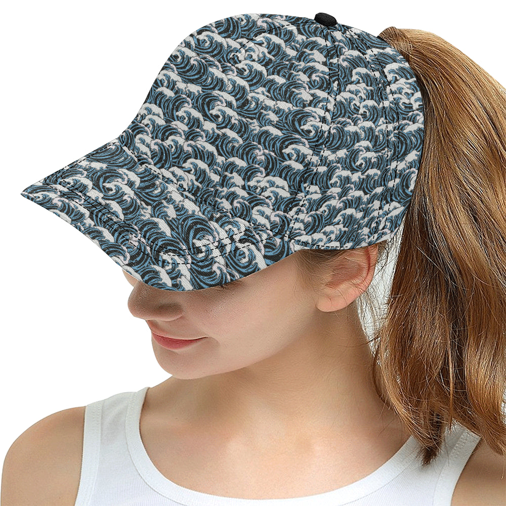 Surf Wave Pattern Print Snapback Cap