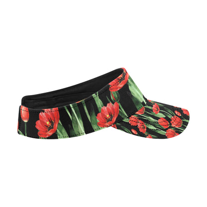 Tulip Red Pattern Print Design TP03 Unisex Sun Visor