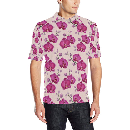 Orchid Purple Pattern Print Design OR04 Men Polo Shirt