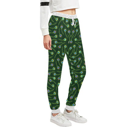 Peacock Feather Green Design Print Unisex Sweatpants