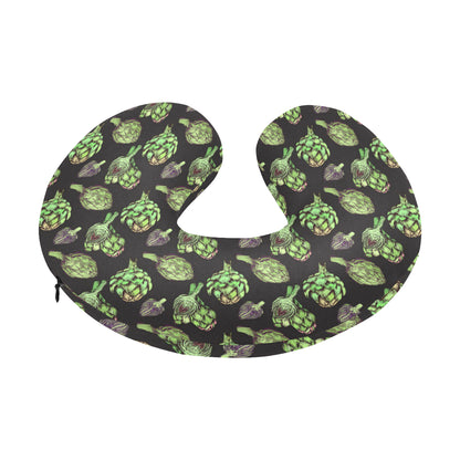 Artichoke Pattern Print Design 02 U-Shaped Travel Neck Pillow