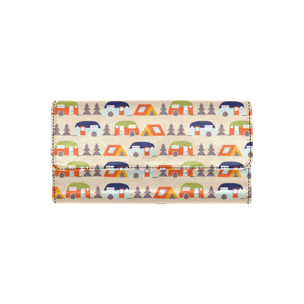 Camper Tent Pattern Print Design 03 Women's Trifold Wallet