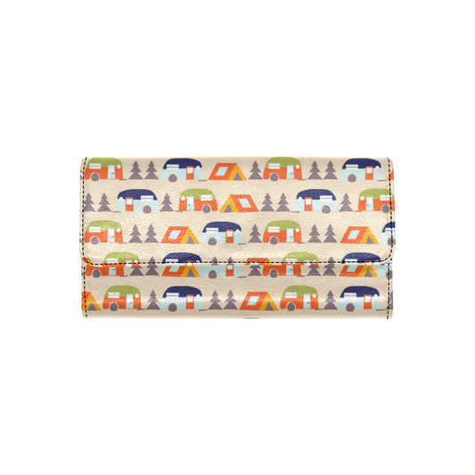 Camper Tent Pattern Print Design 03 Women's Trifold Wallet
