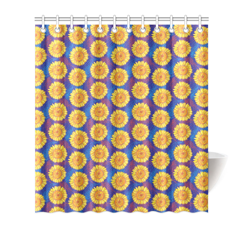 Sunflower Hand Drawn Style Print Shower Curtain