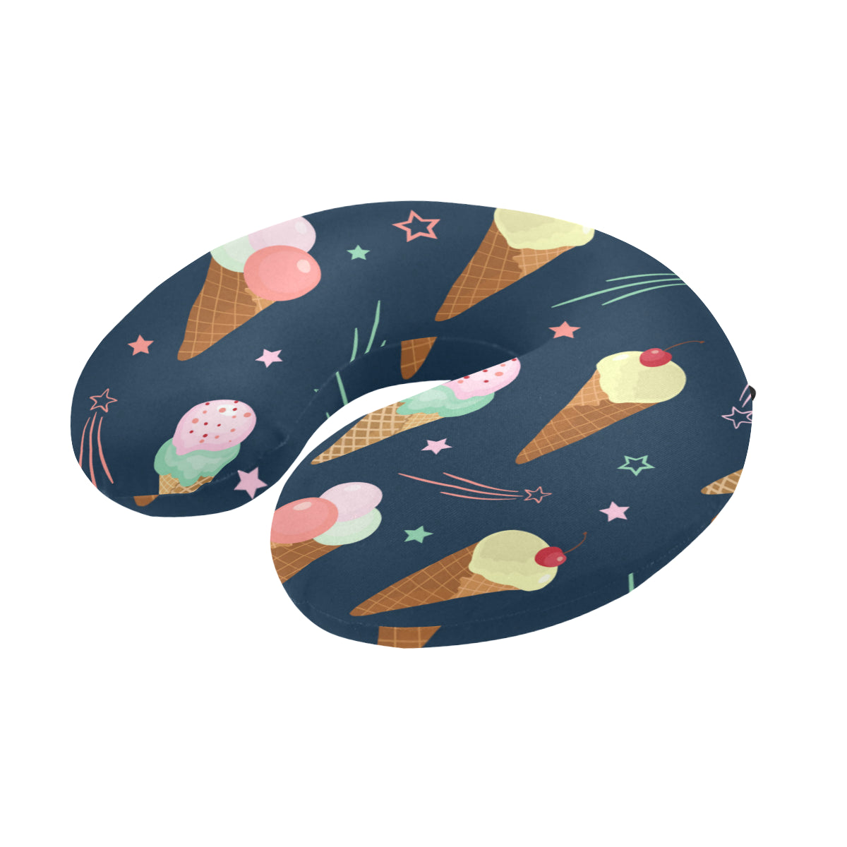 Ice Cream Pattern Print Design 04 U-Shaped Travel Neck Pillow