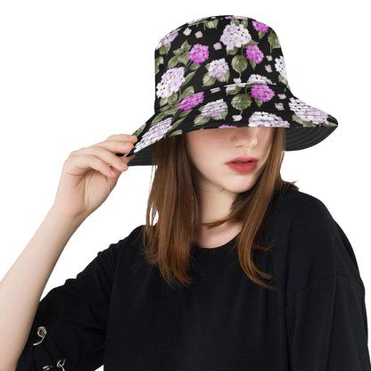 Hydrangea Pattern Print Design HD011 Unisex Bucket Hat