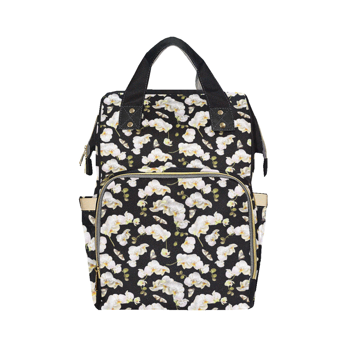 Orchid White Pattern Print Design OR011 Diaper Bag Backpack