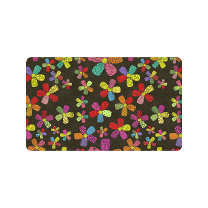 Flower Power Colorful Print Pattern Rubber Doormat