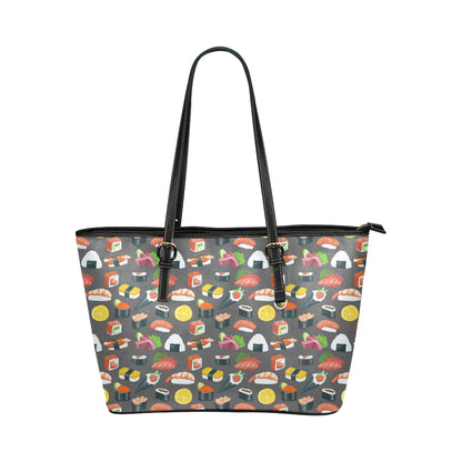 Sushi Pattern Print Leather Tote Bag