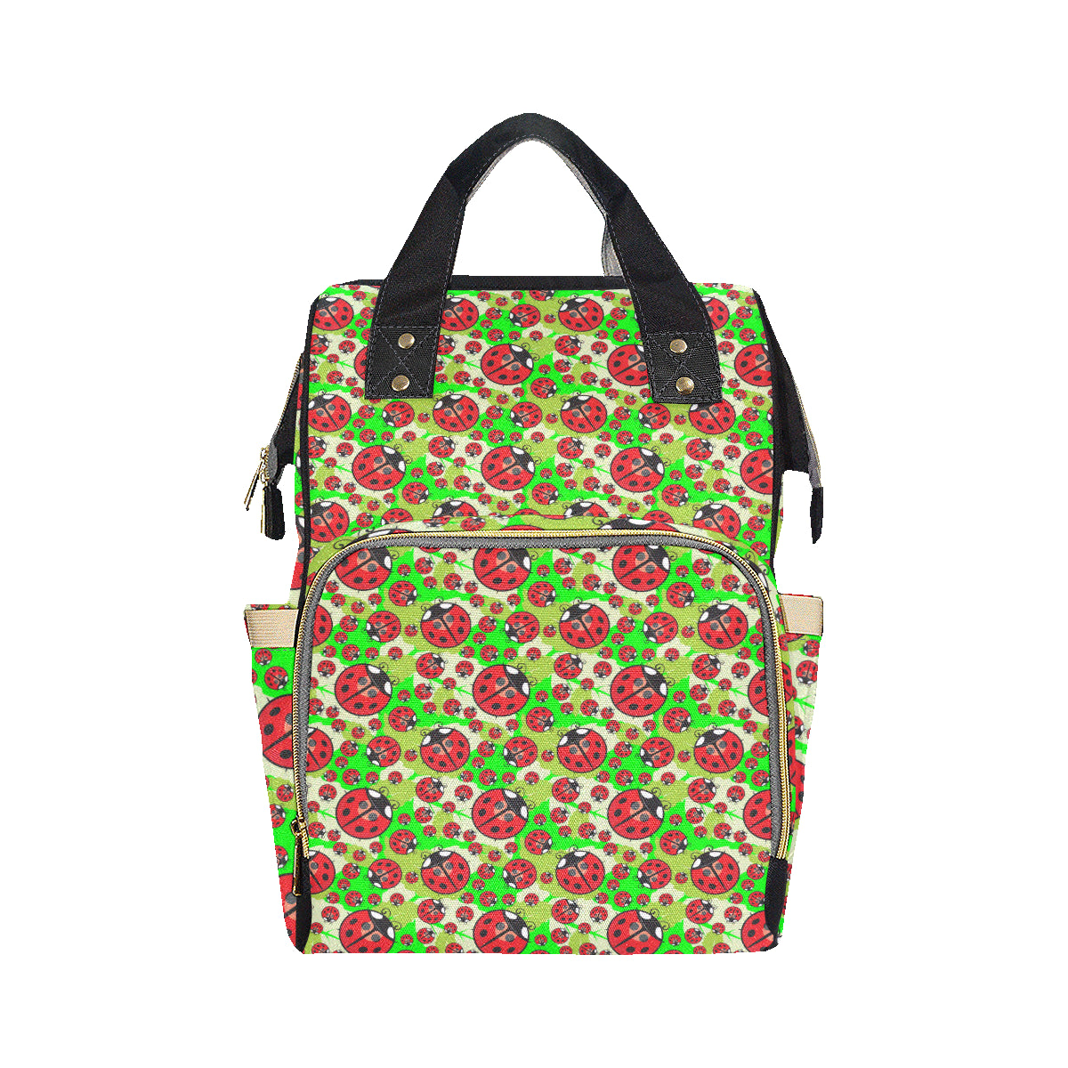 Ladybug with Leaf Print Pattern Diaper Bag Backpack