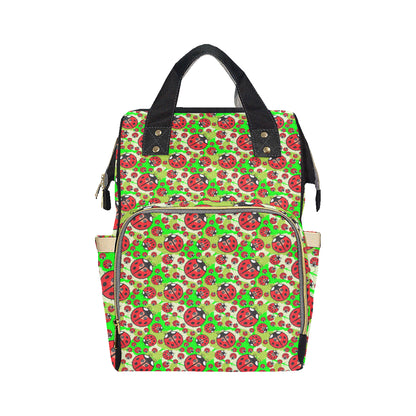 Ladybug with Leaf Print Pattern Diaper Bag Backpack