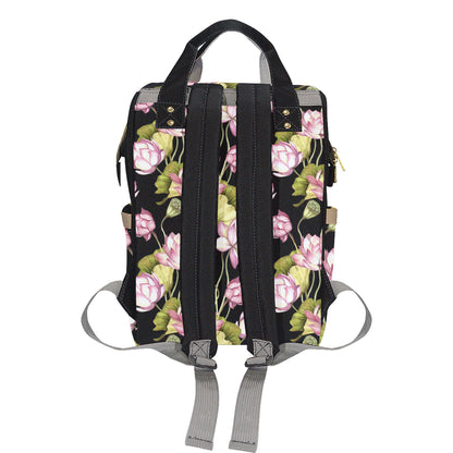 Water Lily Pattern Print Design WL06 Diaper Bag Backpack