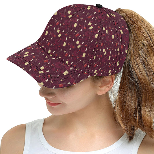 Wine Themed Pattern Print Snapback Cap