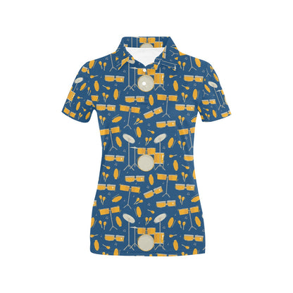 Drum Set Pattern Print Design 03 Women's Polo Shirt